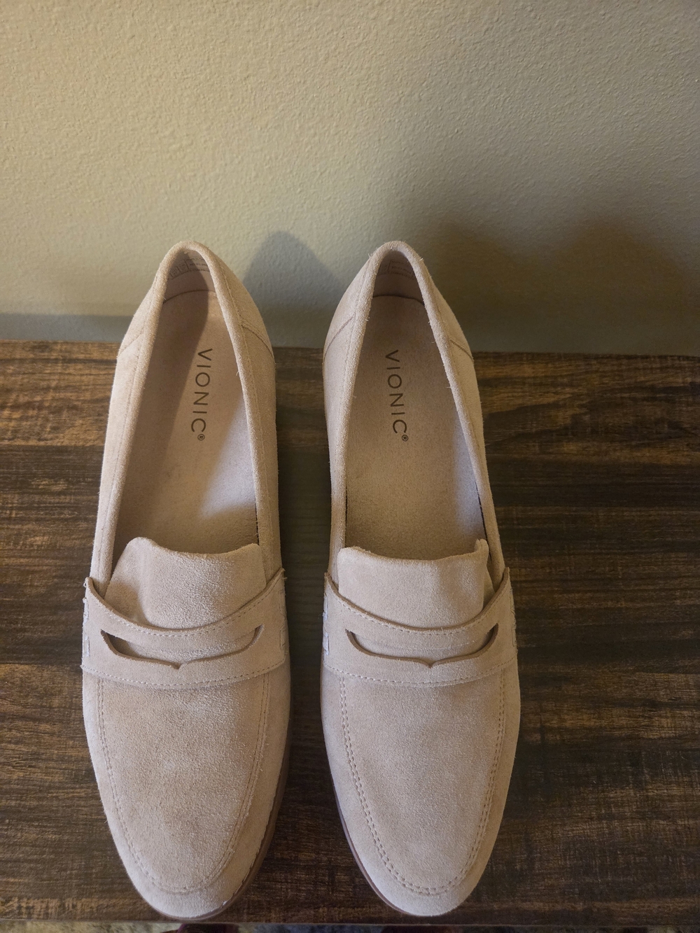 Vionic Women's Suede Penny Loafers in Light Beige